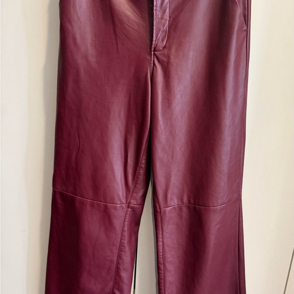 Joe's Jeans Maroon Faux Leather Wide Leg Pants